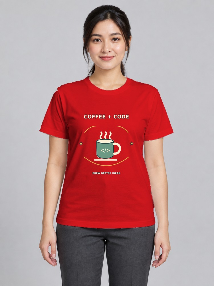 T-shirt Coffee And Code Wanita front