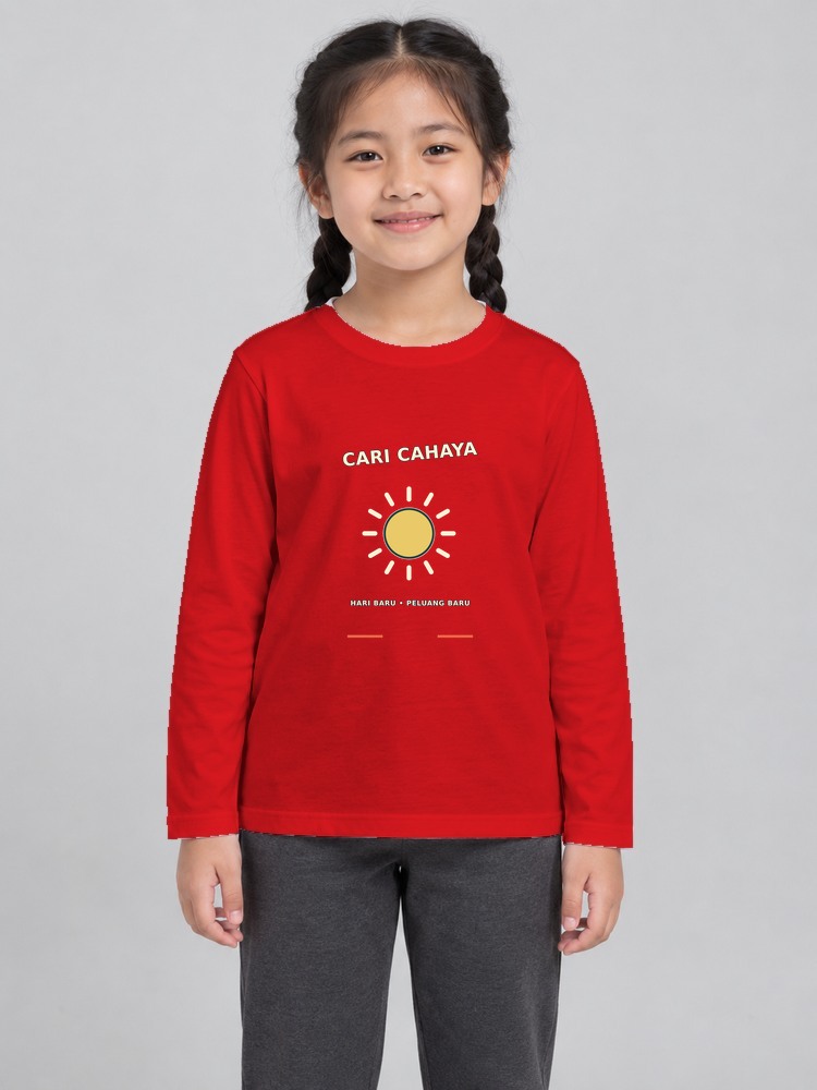 T-shirt Hello Sunshine Kanak-Kanak Perempuan Lengan Panjang front