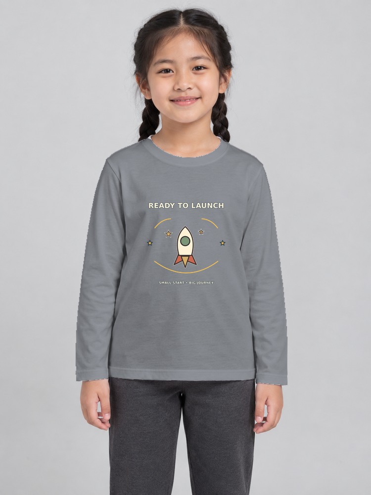 T-shirt Launch Day Kanak-Kanak Perempuan Lengan Panjang front