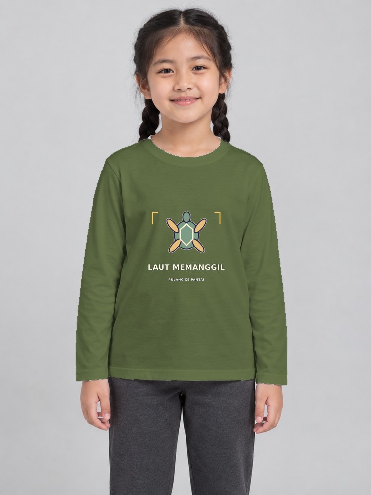 T-shirt Penyu Pulang Kanak-Kanak Perempuan Lengan Panjang front