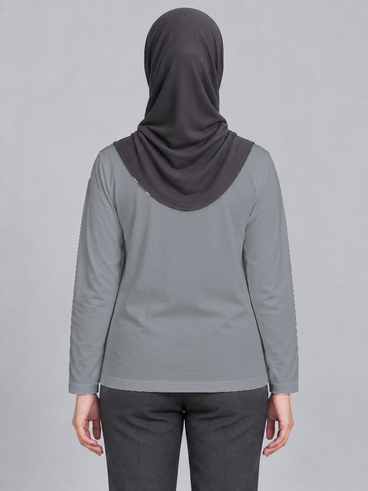 T-shirt Slow Morning Wanita Bertudung Lengan Panjang back